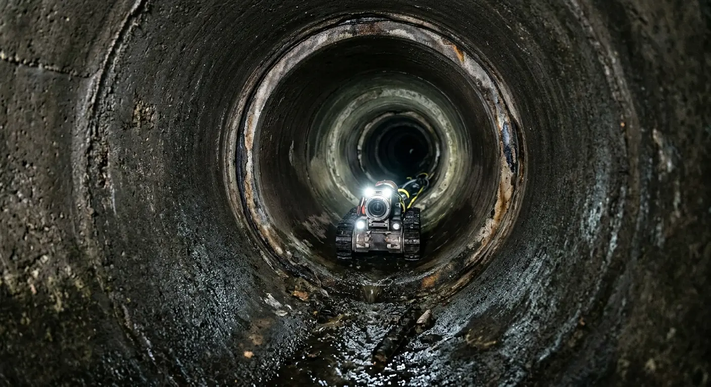 Robotic sewer camera inspecting pipe interior for Drain Snake Service in Sylvester